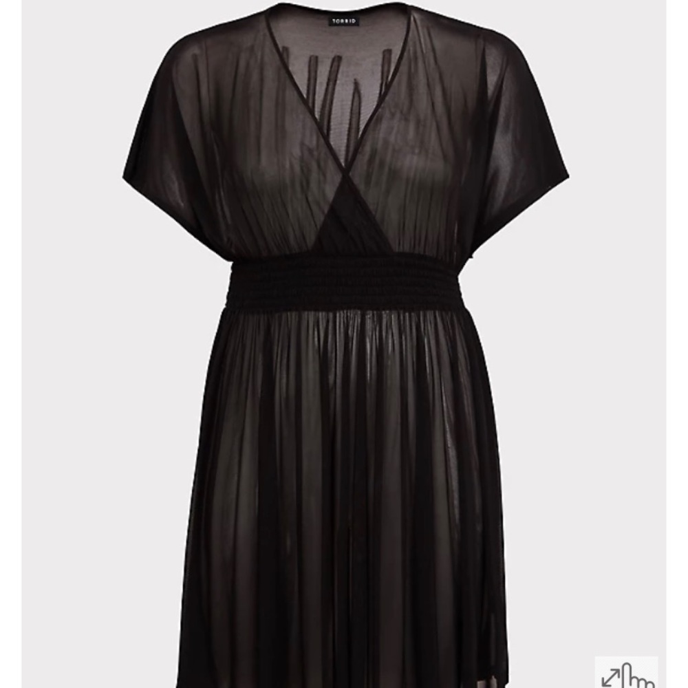 Black Mesh Dolman Dress Swim Cover Up - Picture 3 of 4